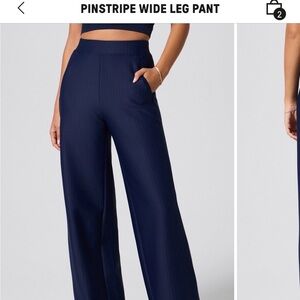 Fabletics Delphi Pinstripe Wide-Leg Pants - Navy L, Tall
